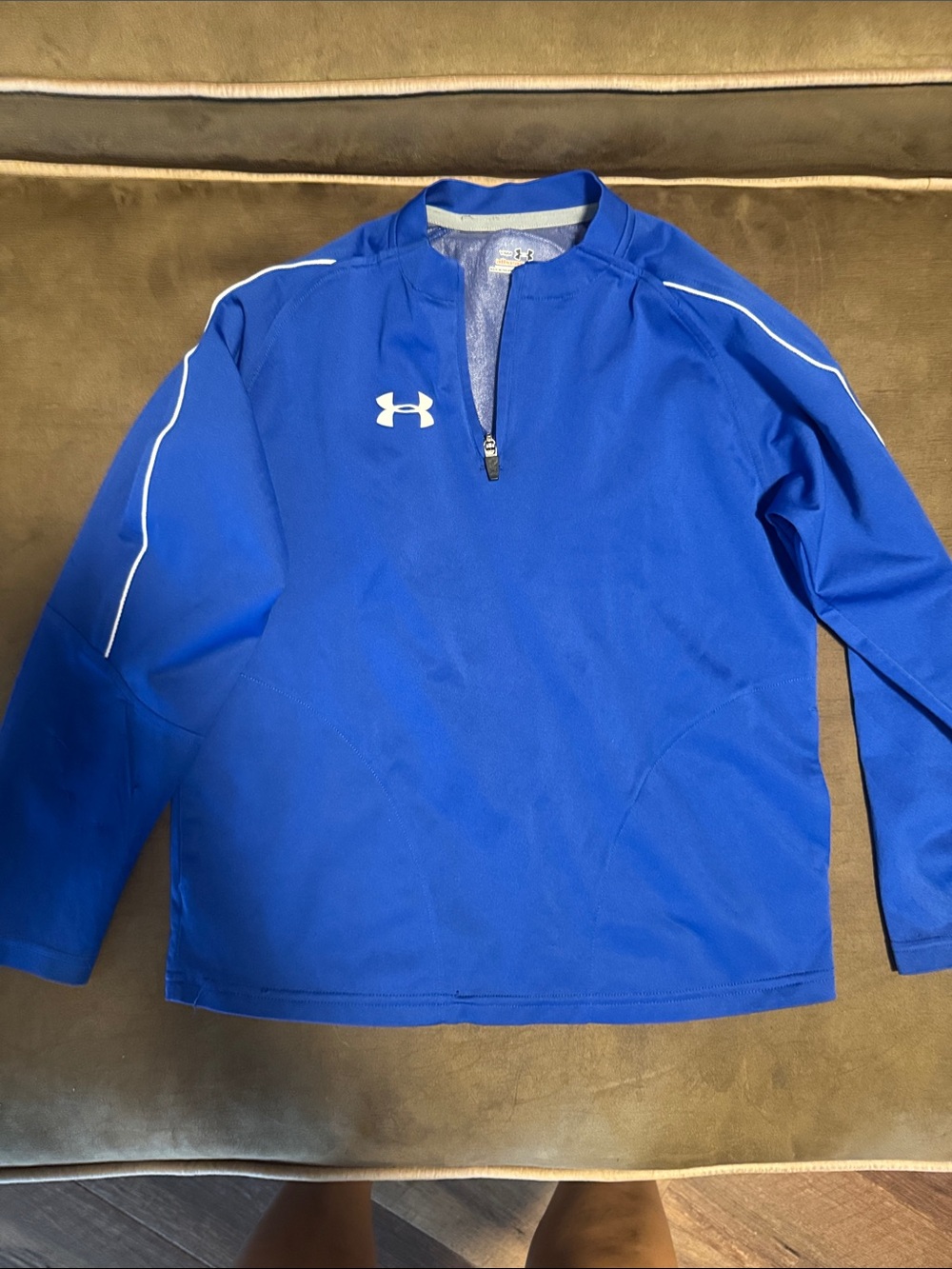 Under Armour Boys' Royal Blue Half-Zip Pullover with White Piping